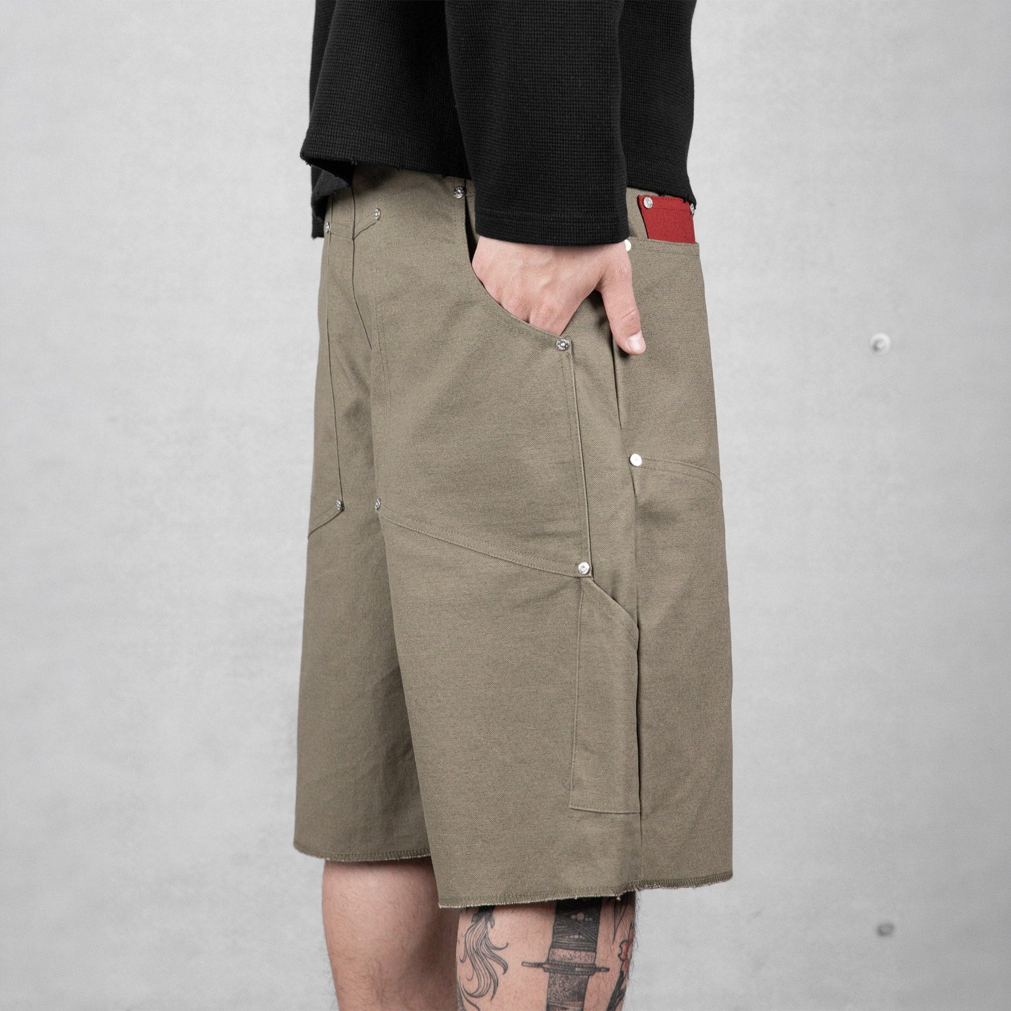 Commons Double Knee Canvas Short Faded Green
