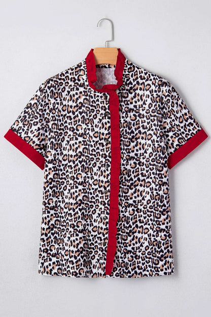 Threaded Pear Laura Contrast Frilled Trimmed Shirt