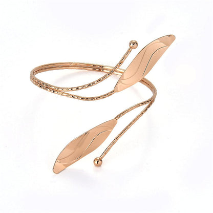 Goldtone Leaves Bypass Arm Cuff