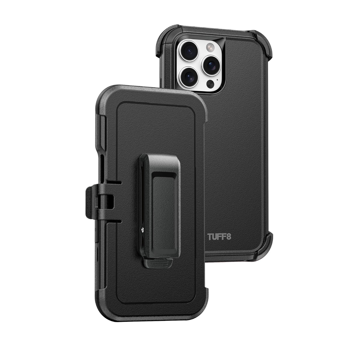 Lbt Tuff8 Impact+ 14 Foot Military Drop-Tested Protective Triple-Layer Case with Holster Compatible with Iphone 16 Pro Max Black