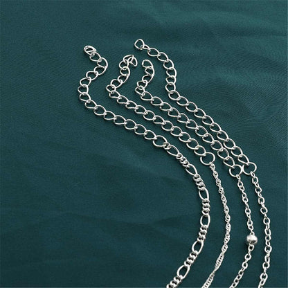 Silvertone Moon Charm Anklet Set