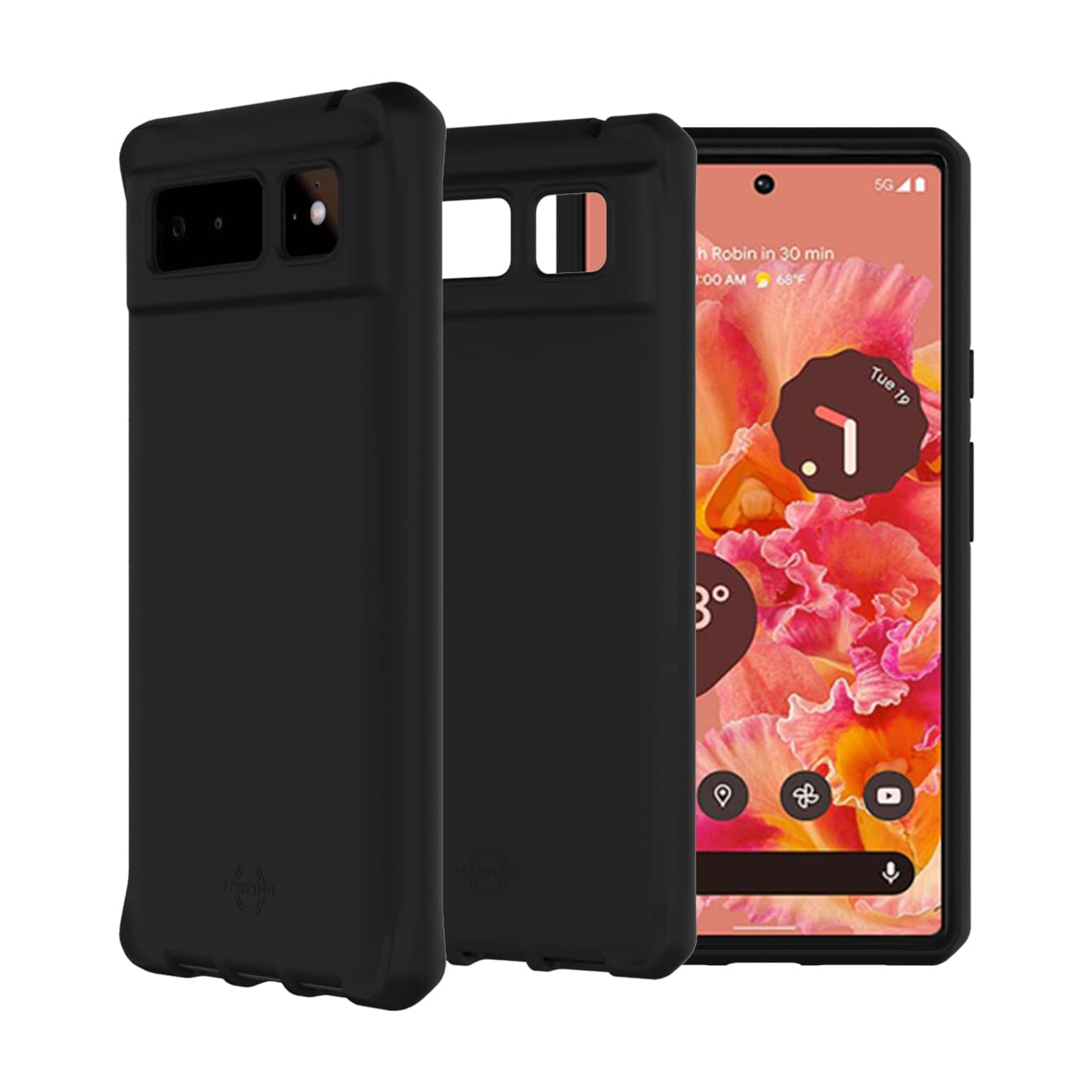 Itskins | Hybrid Silk Protective Phone Case Compatible with Pixel 6, Slim Hybrid Case, Anti-Yellowing, and Heavy Duty Shockproof Cover, Military Phone Case | Black