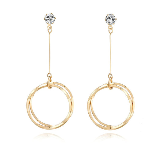 Cubic Zirconia & Goldtone Hoop Drop Earrings
