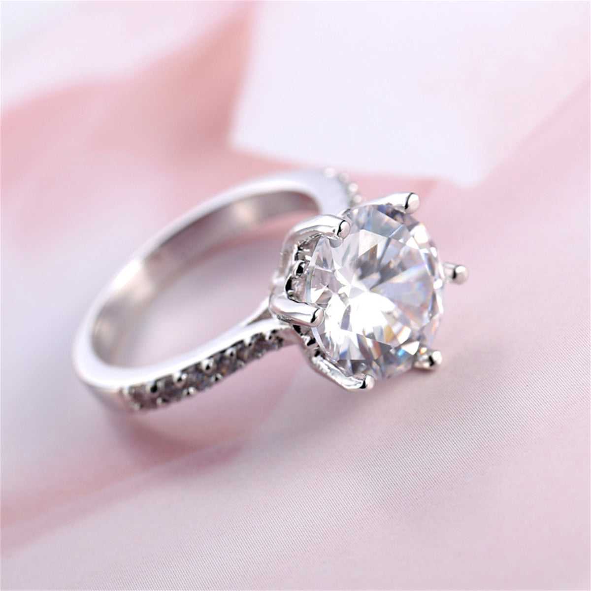 Crystal & Cubic Zirconia Pavé Round-Cut Ring-1