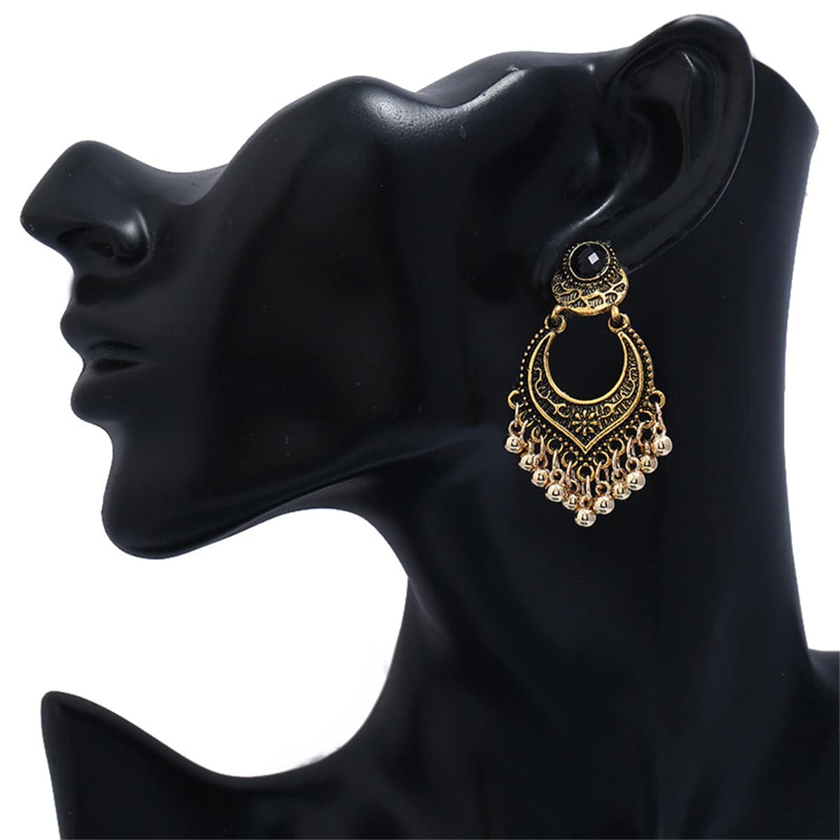 Goldtone & Black Resin Bell-Tassel Drop Earrings