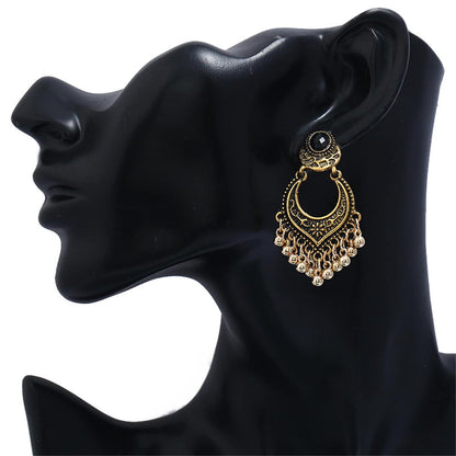 Goldtone & Black Resin Bell-Tassel Drop Earrings