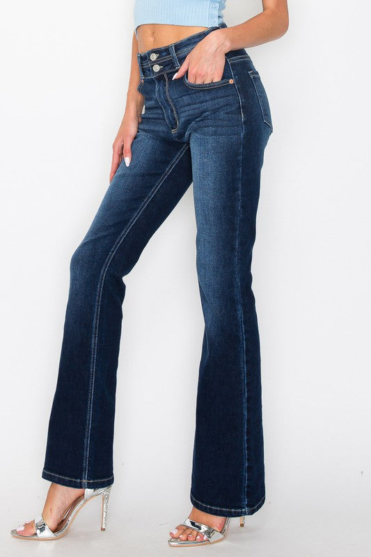 Julia Double Button High Rise Bootcut Jeans