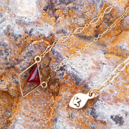 Corundum and Bronze Triangle Necklace