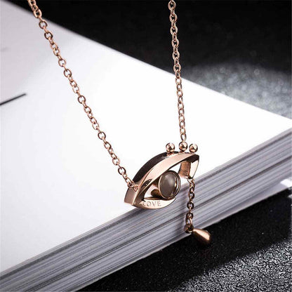Cubic Zirconia & Rose Goldtone Eye & Teardrop Pendant Necklace