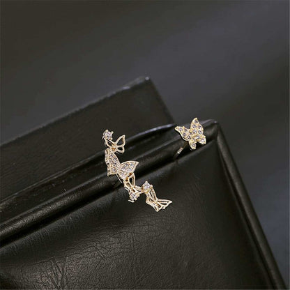 Cubic Zirconia & Goldtone Butterfly Stud/Drop Earrings