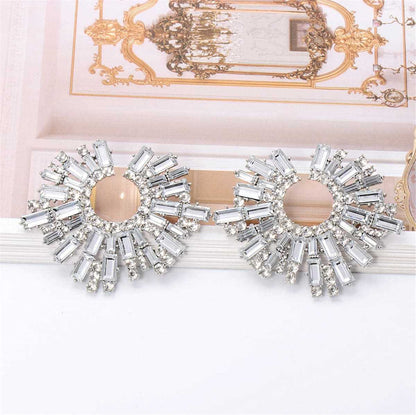 Cubic Zirconia & Silvertone Abstract Stud Earrings