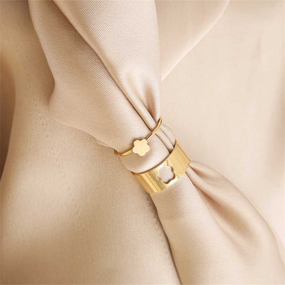 Goldtone Flower Band Ring Set