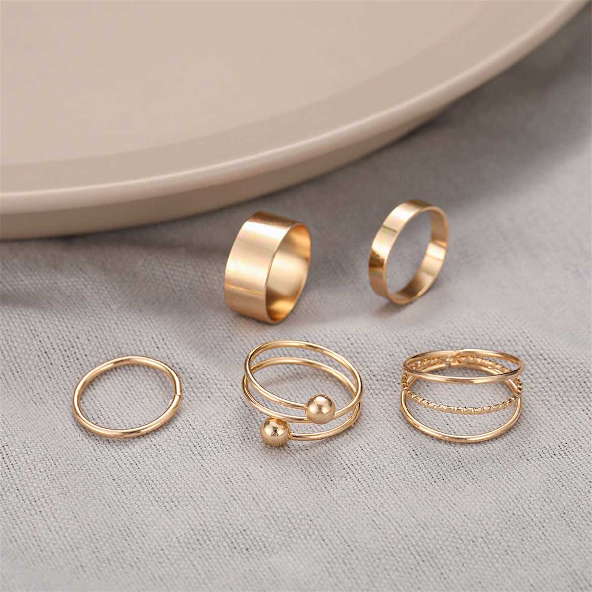 Goldtone Bypass & Layered Ring Set