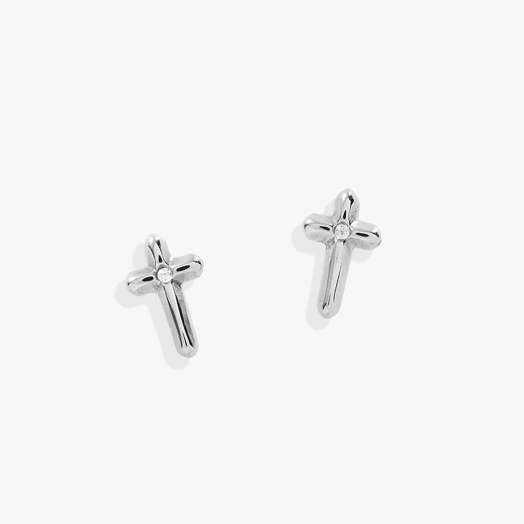 Crystal Cross Mini Stud Earrings