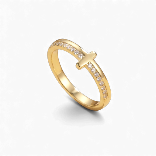 Mint & Lily Let God Be In Control Golden Cross Ring