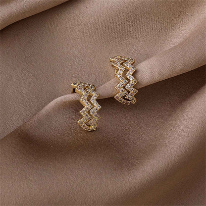 Cubic Zirconia & Goldtone Wave Ear Cuffs