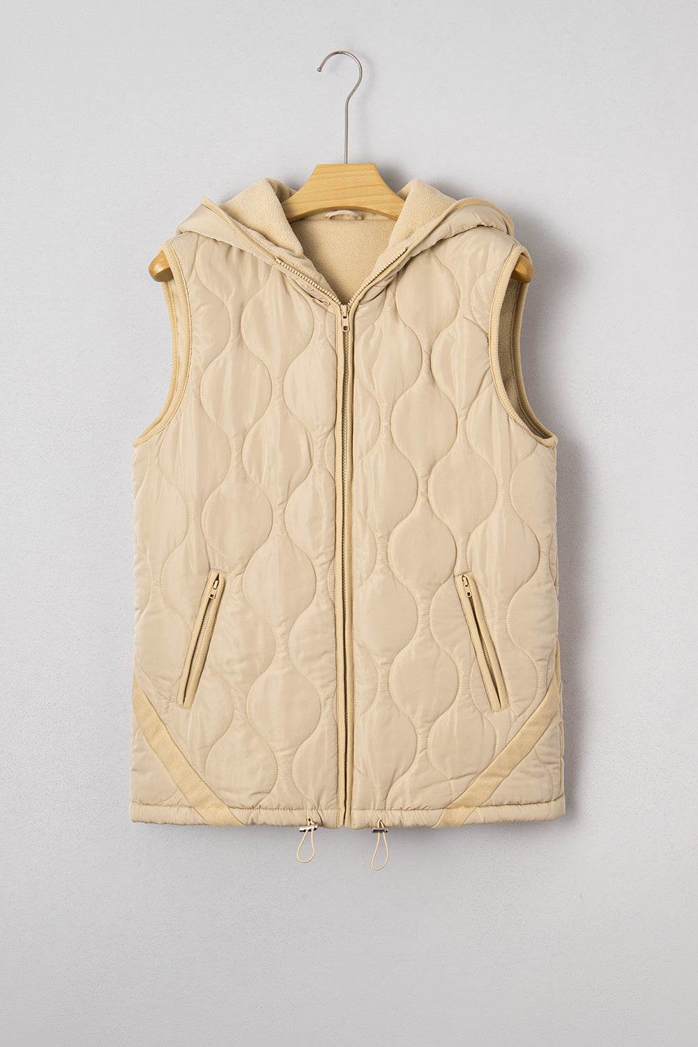 Sofia Padded Casual Winter Jacket - Pale Khaki / L - 12/14