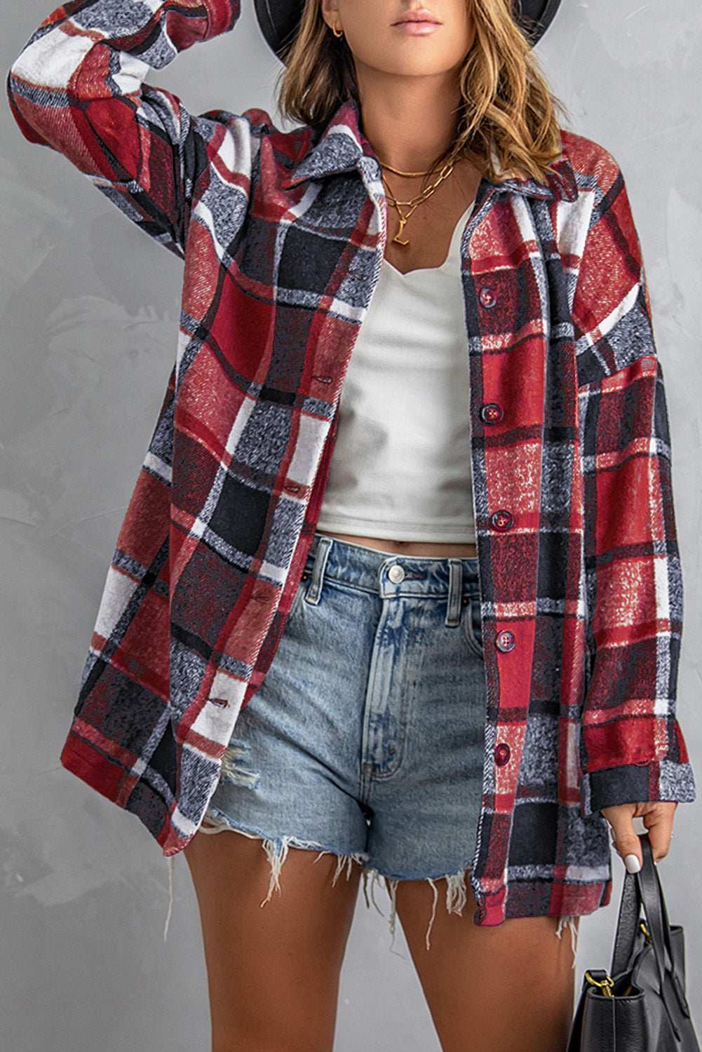 Rowan Fiery Plaid Print Shirt - Fiery Red / 2XL - 20/22