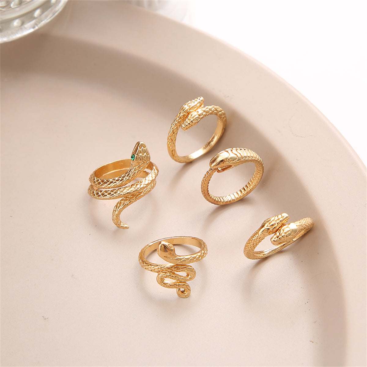 Goldtone Snake Ring Set