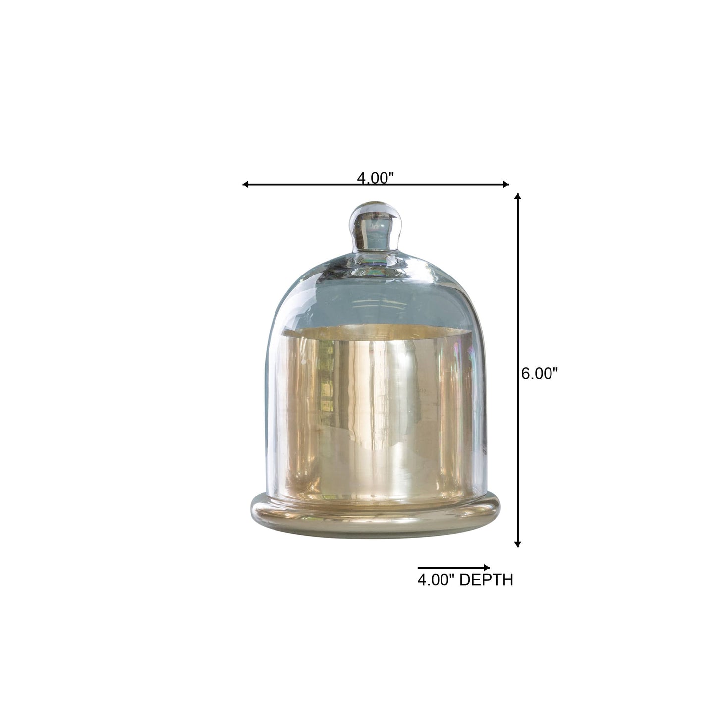6 in Gold Harvest Mercury Glass Jar with Cloche Candle Holder Decorative Accent