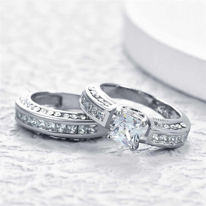 Crystal & Cubic Zirconia Princess-Cut Ring Set-2