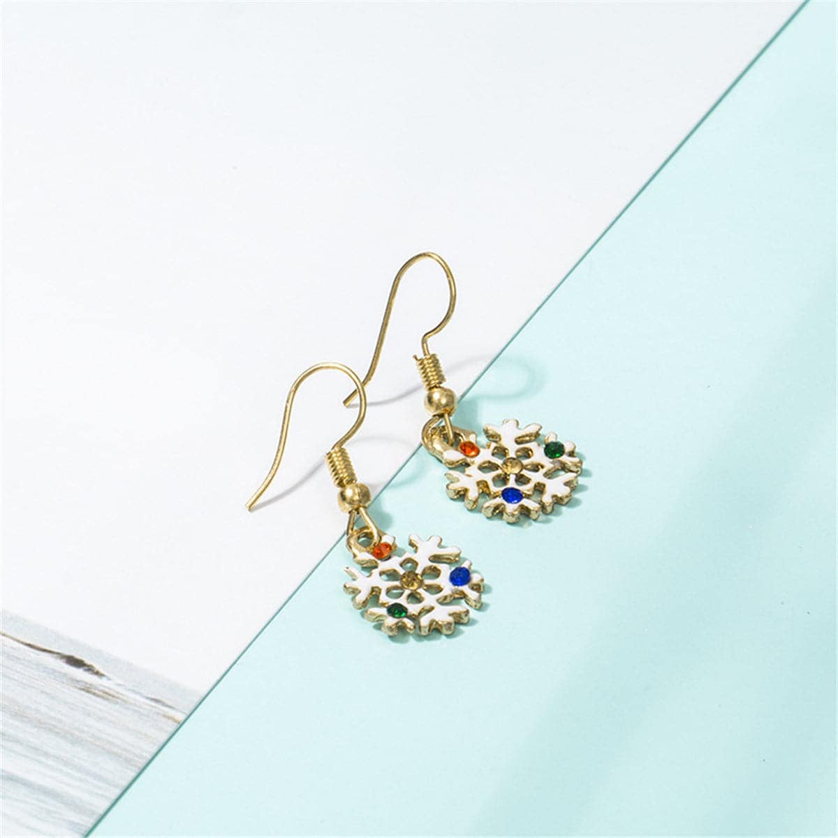 Cubic Zirconia & Goldtone Snowflake Necklace & Drop Earrings
