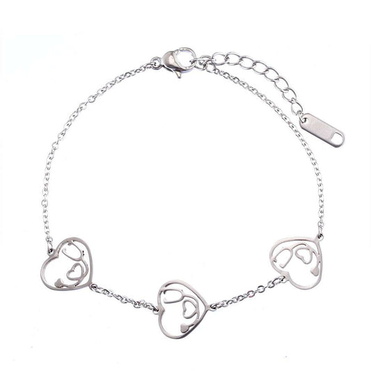 Silvertone Stethoscope Heart Charm Bracelet