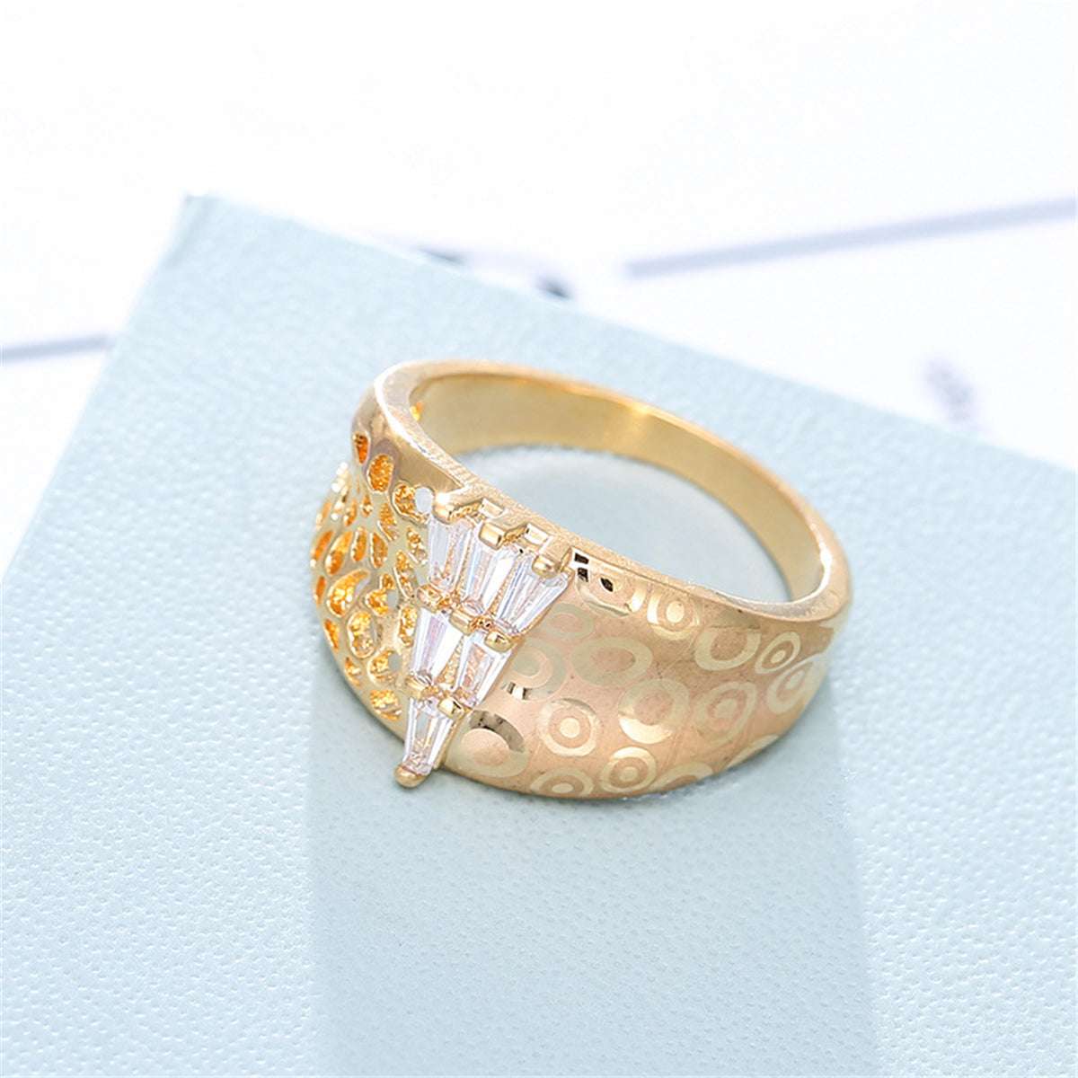 Crystal & Goldtone Tower Ring-1