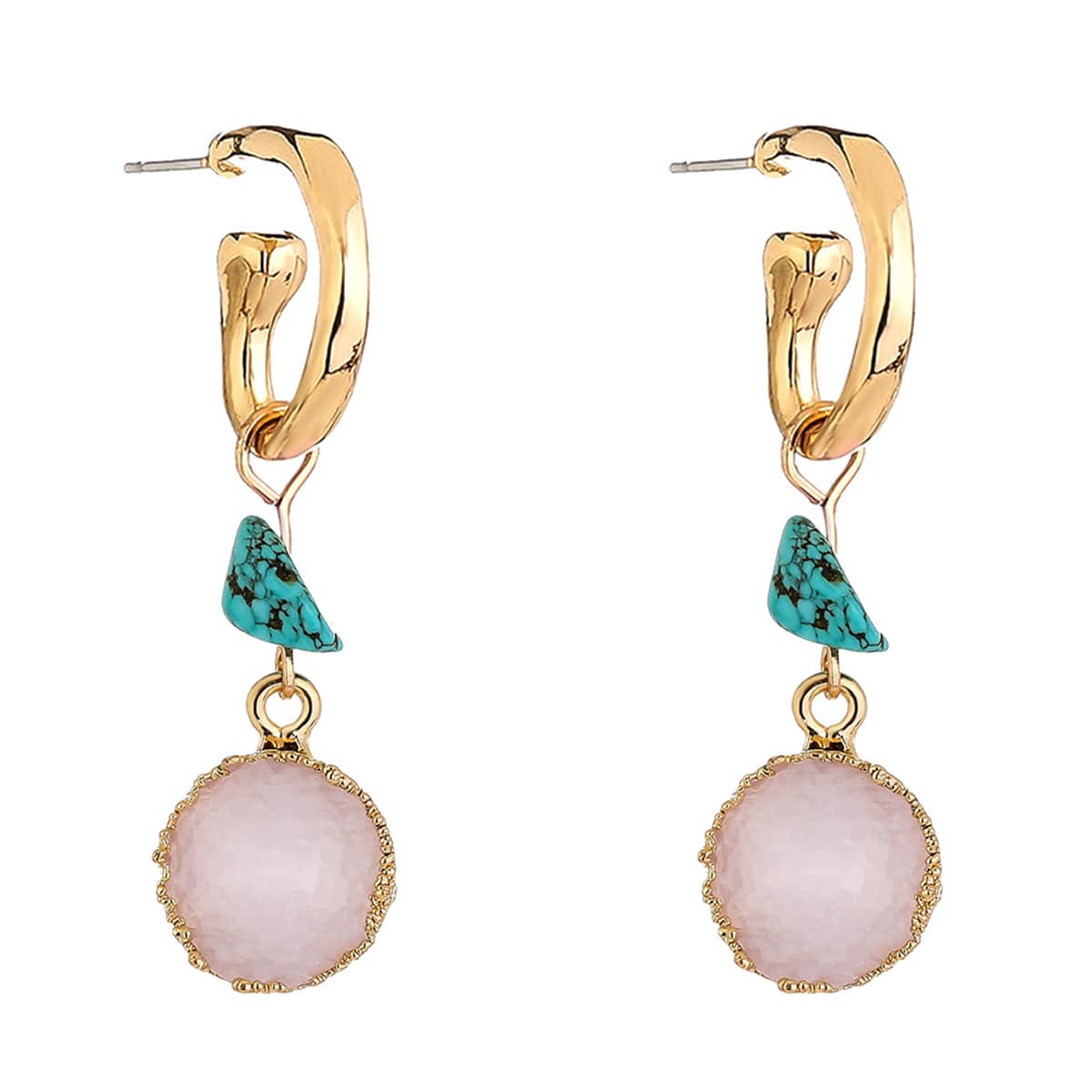 Turquoise & Resin Druzy Tiered Drop Earrings
