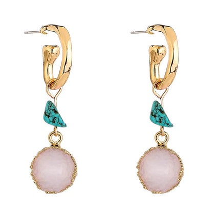 Turquoise & Resin Druzy Tiered Drop Earrings