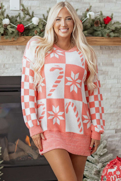 Zaralana Shoulder Tunic Loose Sweater - Pink / L - 12/14