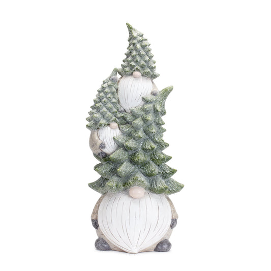 Melrose International Stone Holiday Gnome Stack with Pine Tree Hat 23.25"H