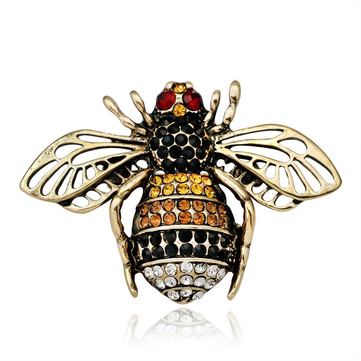Multicolor Cubic Zirconia & Goldtone Bumblebee Brooch
