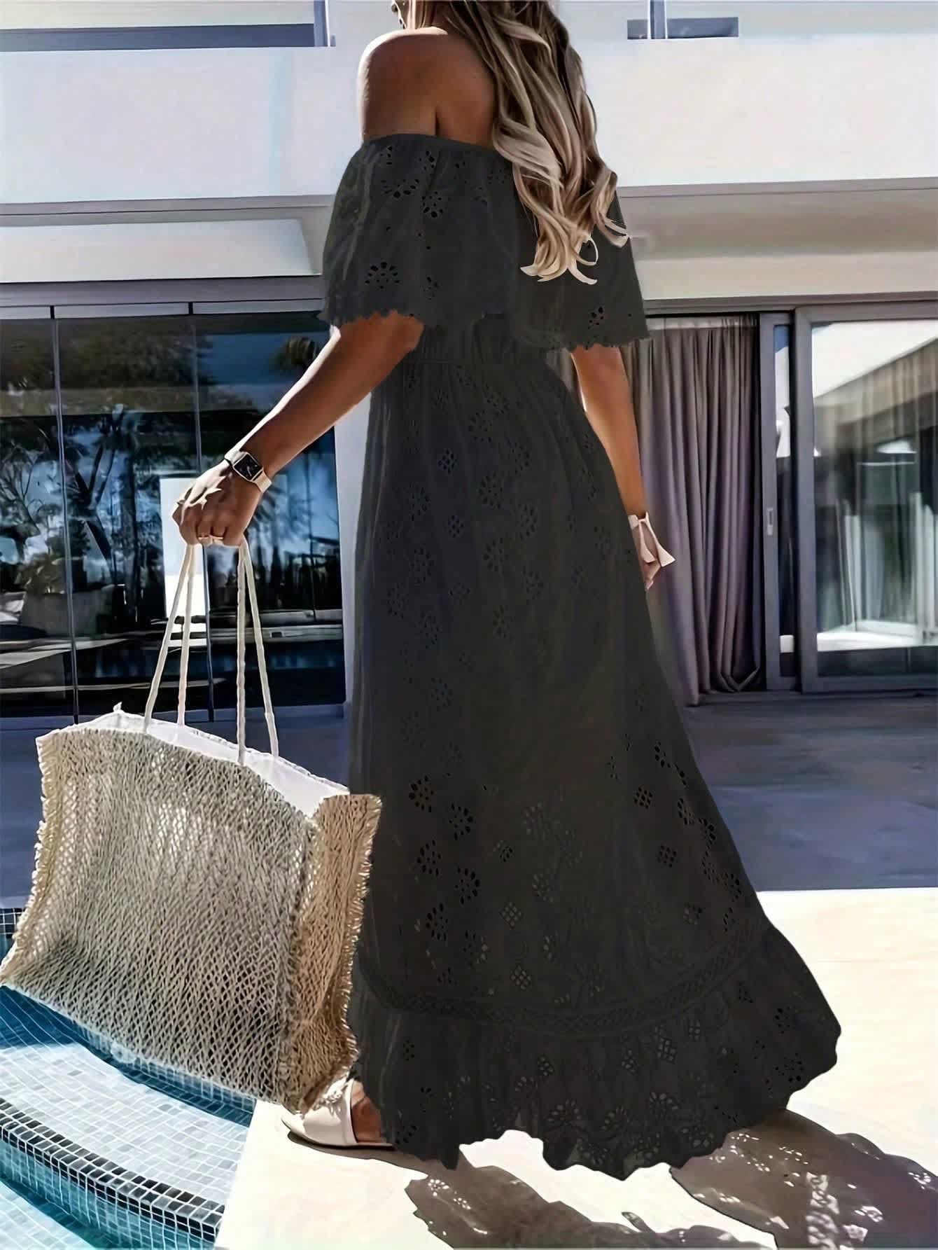 boho off shoulder dress chic Off-shoulder Boho Wedding Dress, Tiered Raw Cotton Gauze Maxi Dress Cream | Alba