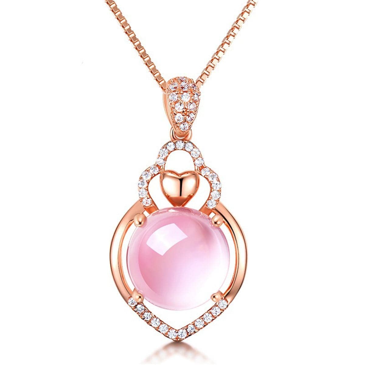 Ross Quartz & Cubic Zirconia Heart Pendant Necklace