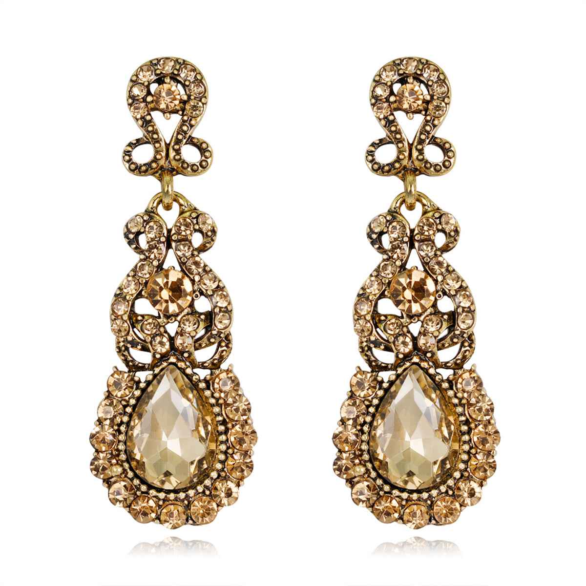 Yellow Crystal & Cubic Zirconia Botany Drop Earrings