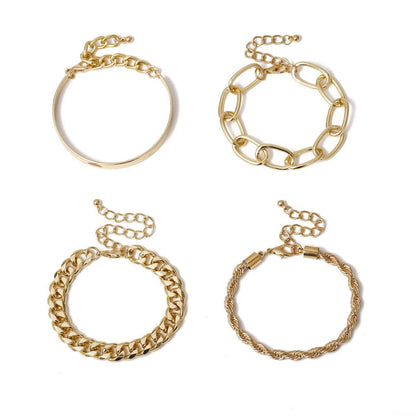 Goldtone Curb Chain Bracelet Set-1