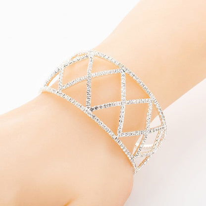 Cubic Zirconia & Goldtone Crisscross Cuff