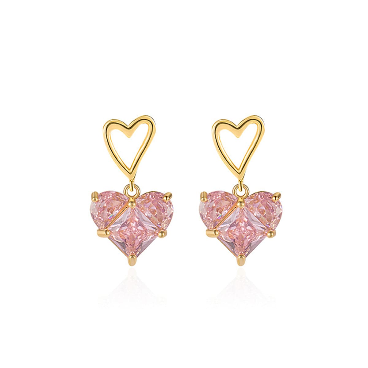 Crystal & Goldtone Openwork Heart Drop Earrings