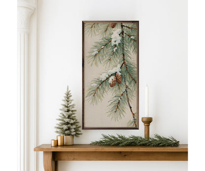 Kendrick Home Pine Branch With Snow Vertical