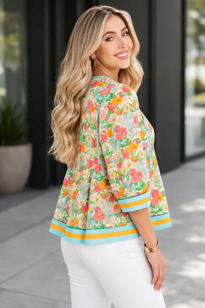 Threaded Pear Adley Puff Sleeve Babydoll Blouse