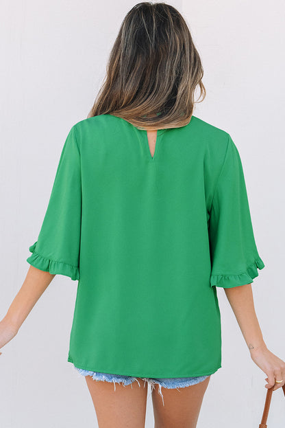 Threaded Pear Holland Frilly Half Sleeve Blouse