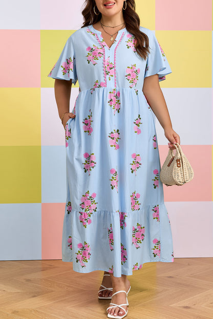 Threaded Pear Lucy Print Scalloped Trim Plus Dress