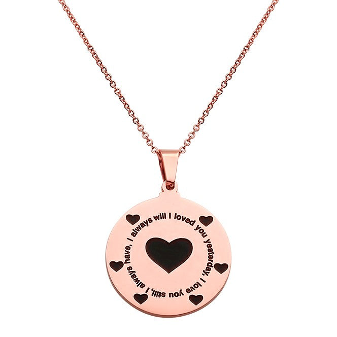 SteelTime Women's Stainless Steel 'I Loved You Yesterday, I Love You Still, I Always Have, I Always Will' Pendant