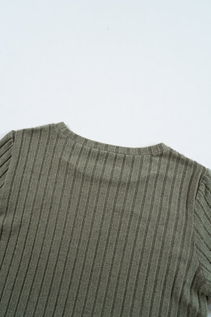 Threaded Pear Zelda Rib Textured Knit Top