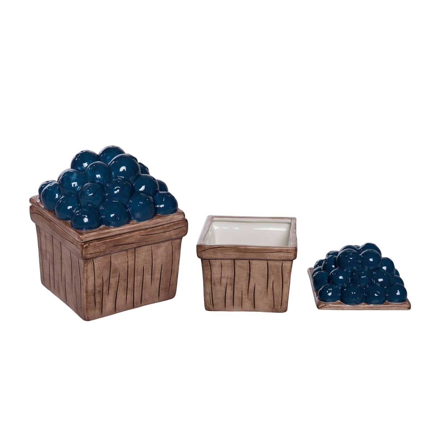 Ceramic Berry Lidded Dip Bowl Tabletop Container Multicolored for Patriotic Serving and Entertaining