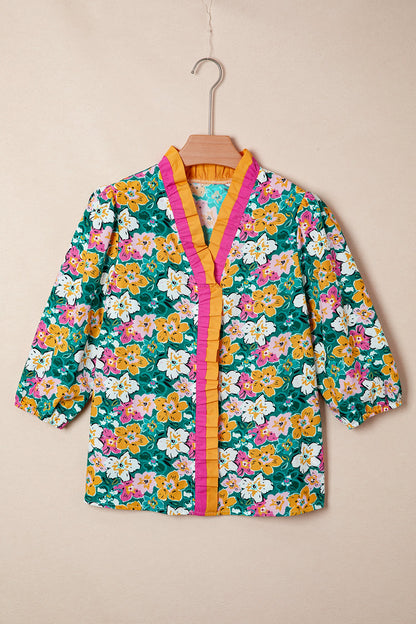 Threaded Pear Meadow 3 4 Sleeve Blouse