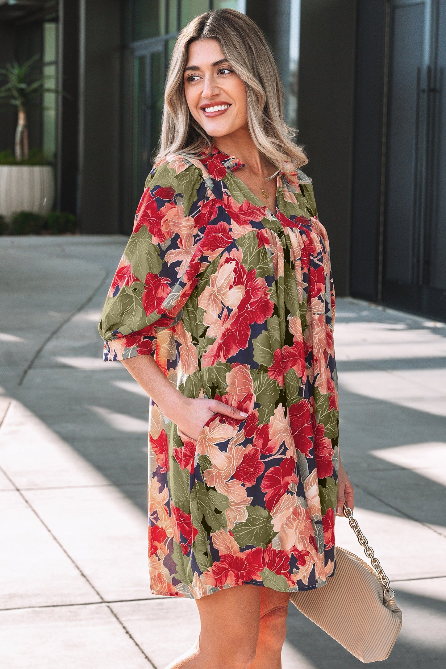Threaded Pear Annika Half Sleeve Mini Dress
