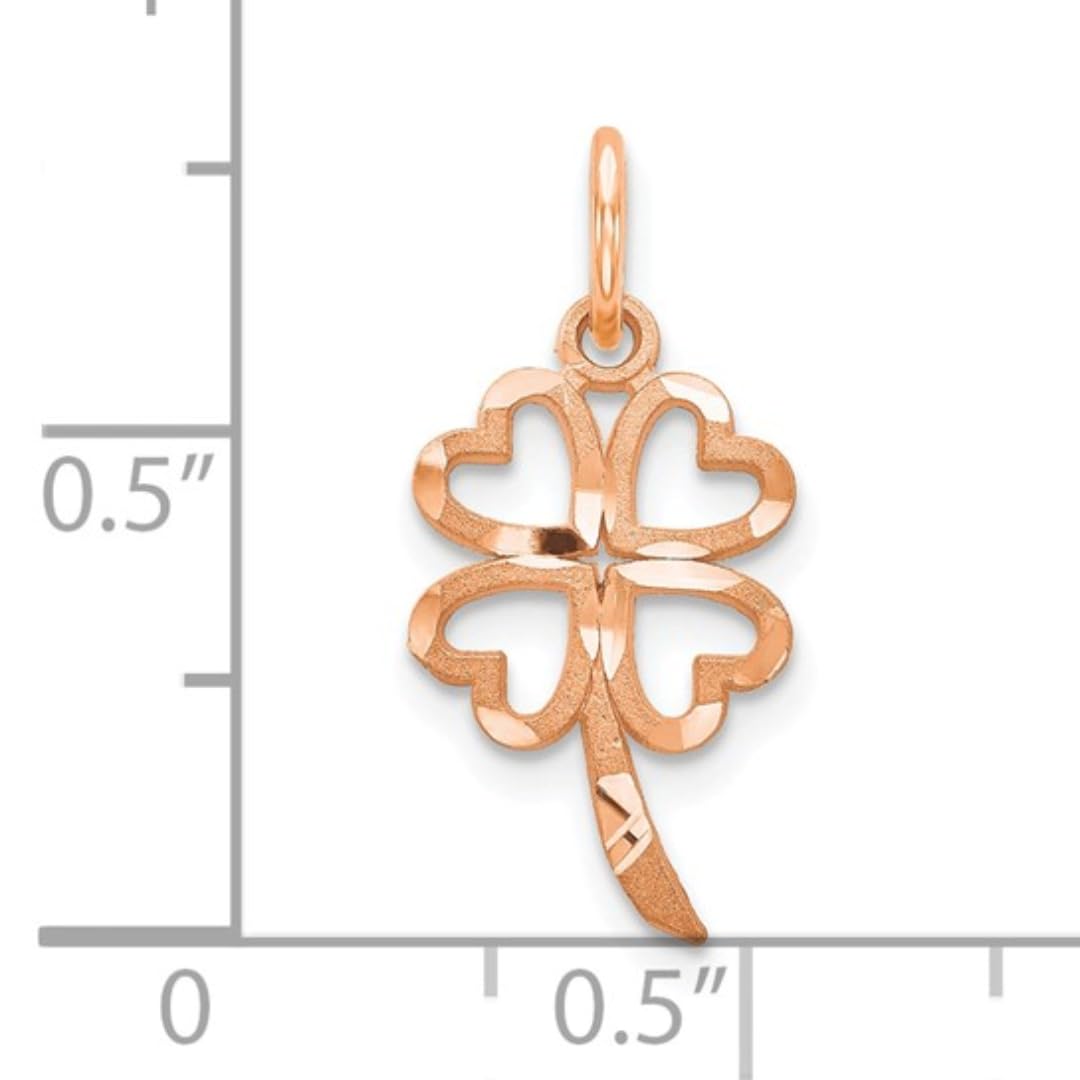 10K Rose Gold Four Leaf Clover Charm Pendant