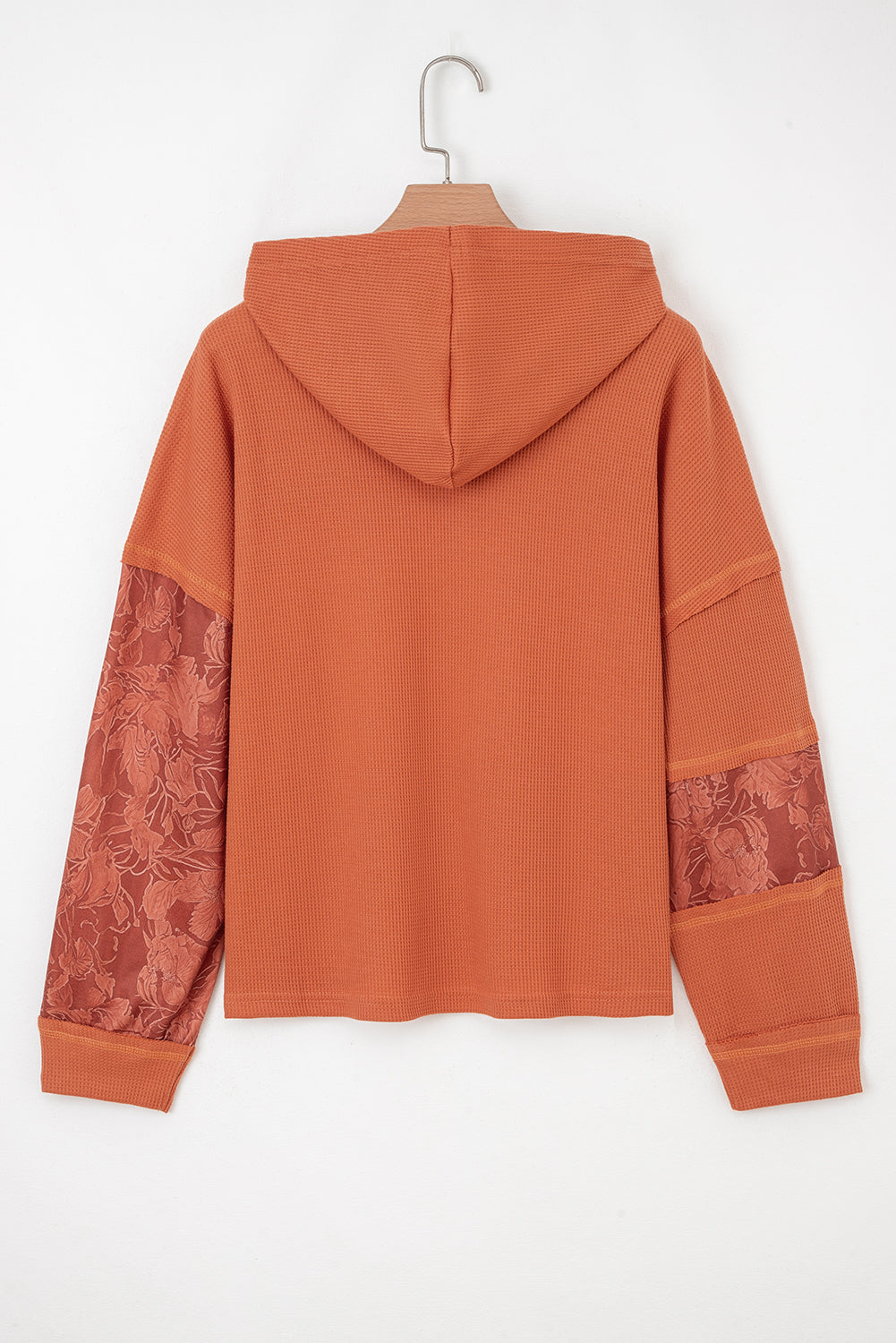 Threaded Pear Taytum Patchwork Drawstring Hooded Long Sleeve Top